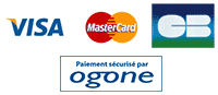 Visa, MastCard, Carte bleue,Paiement sécurisé par Ogone